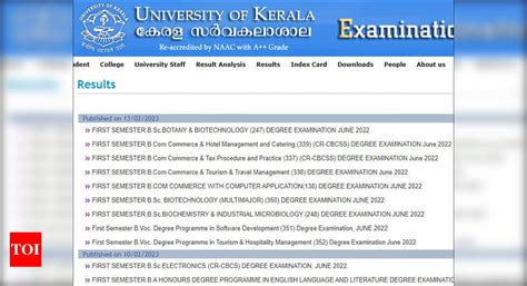Kerala University first semester result for B.Sc, B.com, B.Voc exam.